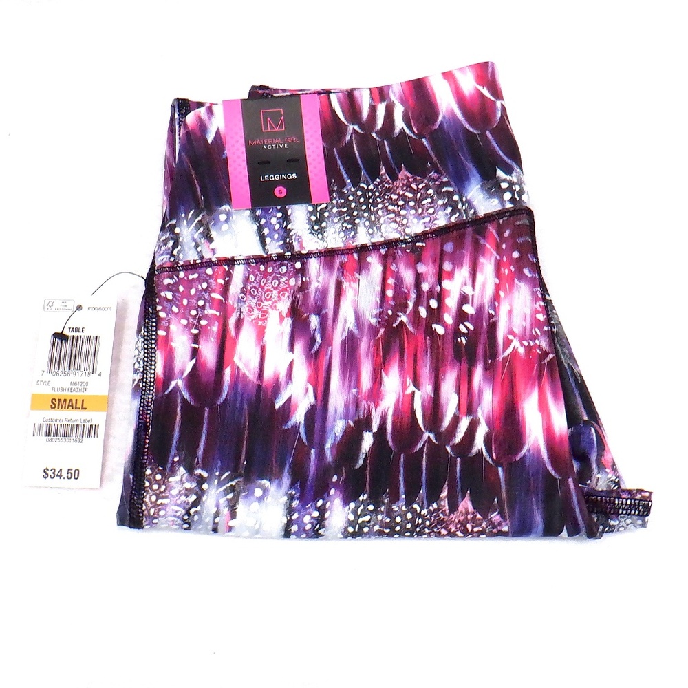 MATERIAL GIRL Active Leggings "Flush Feather" NWT